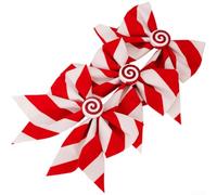 Striped Candy Bow Ornament for Christmas Tree and For Window Decoration with Hanging Loop for Easy Placement (thick stripes)