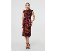 Striped Cap Sleeve Belted Midi Dress Izabel London Black 18
