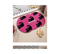 (Striped cat, 80x120cm31.5x47.2in ) Diatom mud absorbent non-slip pad at the door of the bathroom