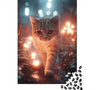Striped Cat in A Magical Forest Jigsaw Puzzle 1000 Pieces for Cat Lovers Gift, 70x50cm/1000pcs