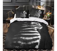 striped-cat-profile 3D Print Quilt Cover 3-Piece Ultra-Soft Microfibre Anti-Fade black-white-artistic Duvet Insert Cover 2 Pillowcases Zip Closure Fade-Resistant Adults Couples King（220x240cm）