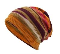 Striped Chemo Hats Women's Summer Beanie Headscarf Super Soft Slouchy Turban Headgear Kop Wraps Beanie Hat Cap for Hair Loss, Cancer, Chemo, orange, M