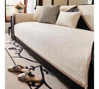Striped Chenille Sofa Cover Soft & Cozy Non Slip Washable Furniture Protector Pet Friendly Sectional Couch Slipcover (Light Coffee 43"x94" 1pc)