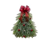 (Striped) Christmas Tree Wreath with Light Indoor Outdoor Xmas Door Hanging Bow Wreath