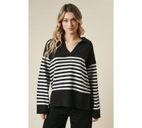 Striped Collared Knitted Jumper Dorothy Perkins Black S