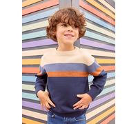 Striped Colourblock Jumper in Fine Knit for Boys beige light solid with design