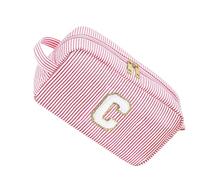 Striped Cosmetic Bag Portable Sewing Organiser with Multiple Pockets Big Capacity Knitting Supplies Carrying Case Storage Bag