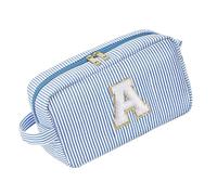 Striped Cosmetic Bag Portable Sewing Organiser with Multiple Pockets Big Capacity Knitting Supplies Carrying Case Storage Bag