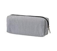 Striped Cosmetic & Stationery Zippered Polyester Bag Female Student Travel Essentials Organization Student Exam Essentials Bag, black and white stripe