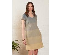 Striped Cotton Handloom Tunic Dress Nomads Clothing Beige 10