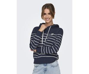 Striped Cotton Mix Hoodie Navy