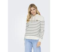 Striped Cotton Mix Hoodie white/navy blue