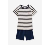 Striped Cotton Pyjamas for Boys - Petit Bateau blue dark striped