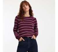 Striped Crew Neck Jumper in Fine Knit with Sparkly Thread multi-coloured stripes