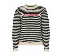 Striped Crew Neck Jumper with Long Sleeves Black/Beige Striped