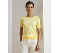 Striped Crew Neck Short Sleeve Jumper yellow/white striped