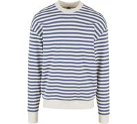 Urban Classics Men's Striped Crew Neck Sweatshirt, Whitesand/Vintage Blue, L