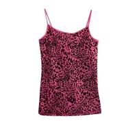 Striped Cropped Top Y2k Leopard Print Spaghetti Strap Tops Emo Grunge 2000s Cheetah Top Women Vintage Camisole, Hot Pink Leopard, L
