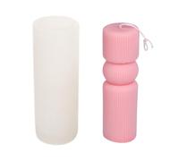 Striped Cylinder Candle Mold Geometric Stripes Column with Round Ball Silicone Mold for Soap Soy Wax Epoxy Resin DIY Handcraft Party Dinner Ornaments Wedding Christmas Decoration (Large)