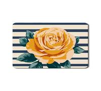 Striped Dish Drying Mats For Kitchen, Vintage Rose Floral Absorbent Rubber Dish Rack Mat, Spring PU Leather Drying Pad For Kitchen Counter Protector 12x20 Inch
