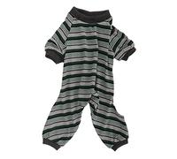 Striped Dog Pajamas Soft Elastic Onesie Puppy Pajamas for Spring Summer Green (M)