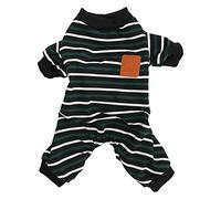 Striped Dog Pajamas | Tri - Color Fashionable Pet Jumpsuit | Soft & Stretchy for Dogs/Puppies/Cats | Ribbed Cuffs & Open Tummy Design | All - Day Comfort (L)