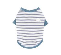 Striped Dog Shirt - Soft Cotton Pet Clothes for Small, Medium, Large Dogs & Cats - Breathable, Stretchy Puppy Outfit - Embroidered Logo T-Shirt for Boys & Girls (Pink, White) (WHITE, L)