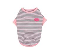 Striped Dog Shirt - Soft Cotton Pet Clothes for Small, Medium, Large Dogs & Cats - Breathable, Stretchy Puppy Outfit - Embroidered Logo T-Shirt for Boys & Girls (Pink, White) (PINK, M)