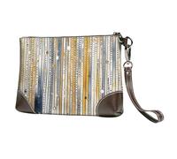 Striped Dot Leather Clutch Bag for Women, Abstract Art Wristlet Purse with Detachable Strap Evening Handbag, Ladies Long Wallet for Wedding Party Travel Business