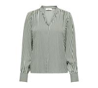Striped Draping V-Neck Blouse Green Striped