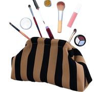 Striped Dumpling Clutch Purse for Women 31 x 17 x 13 cm Clutch Dumpling Bag Clutches, Knitted Clutches Bag, Clutches Purses for Women, Ruffled Cloud Purse in Colour Block Design, Black gold, Siehe