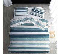 Striped Duvet Cover Emperor Size - Modern Art Bedding Sets, Reversible Printed Quilt Cover & 2 Pillowcases with Zipper Closure, Ultra Soft Non Iron Brushed Microfibre Bed Set