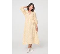 Striped Empire 3/4 Sleeve Maxi Dress Izabel London Yellow L
