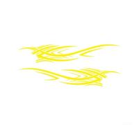 Striped Flame Car Decal Vinyl Side Door Sticker Racing Stripe Flames Graphics for SUV Truck Off Road Vehicle 4x4 Style Body Art Automotive Exterior Trim(Yellow)