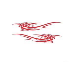 Striped Flame Car Decal Vinyl Side Door Sticker Racing Stripe Flames Graphics for SUV Truck Off Road Vehicle 4x4 Style Body Art Automotive Exterior Trim(Red)
