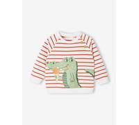 Striped Fleece Sweatshirt for Babies tomato red