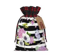 Striped Flower Butterfly Printed Gift Bag, Perfect Color Blocking Burlap Gift Bag