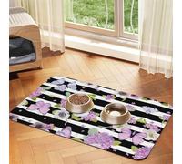 Striped Flower Butterfly Printed Pet Bowl Mats, Non-Slip And Tasteless Dog And Cat Feeding Mats