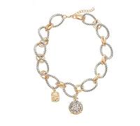 Striped geometric circular coin necklace - elegant and sophisticated collar accessory for the neck