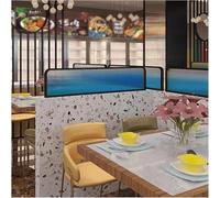 Striped Glass Room Dividers for Dining Areas Elevated Countertop Decorative Partitions for Restaurants 11.8x43.3in Blue Stylish and Functional Space Solutions(Blu-11.8x19.6in)