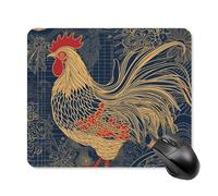Striped Golden Rooster Mouse Pad Square Laptop Mouse Mat Cute Computer Mousepad Keyboard Pad Non-Slip Desk Pads for Gaming Office Work Home 25 * 30cm