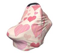 Striped Heart Nursing Cover 360° Full Coverage Love Stretch Scarf for Breastfeeding and Car Seat Cover Fit for Most Pushchairs and Prams