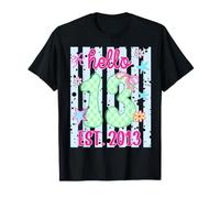Striped Hello Twelve EST 2013 13th Birthday 13 Year Girl T-Shirt