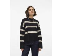 Striped High Neck Jumper black/white striped