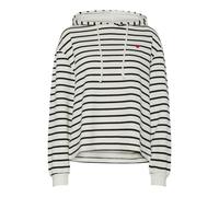 Striped Hoodie, Heart Embroidery Black/White