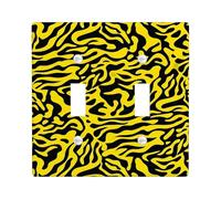 Striped Horse Double Light Switch Cover Plate, Modern Bold Stripes Waves N/a Yellow Plastic Standard Size Switch Plate Decorative for Living Room Bedroom Home Office Decor