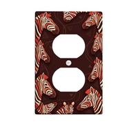 Striped Horse Duplex Outlet Covers Wall Plate, Animal Modern Geometric Curves N/a Brown Plastic Standard Size Decorative Receptacle Outlet Covers for Living Room Bedroom Home Office Decor