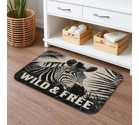 Striped Horse Print Bath Mat, Tropical Safari Style Non Slip Shower Rug, Wild & Free Decorative Memory Foam Mat for Bathroom Toilet Restroom 20x32 Inch