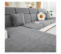 Striped Jacquard Patterned Sofa Cushion Cover, With A Shower Cap Style Design, Versatile All Year Round, Easy To Install(Dark gray,4 Seater)