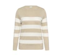 Striped knit jumper for women KAFFE Curve Lizzy Beige M